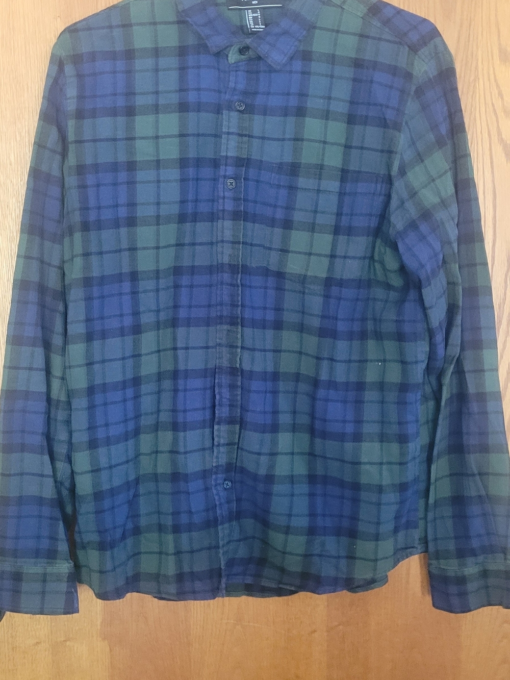 Forever 21 Men Blue and Green Plaid Shirt